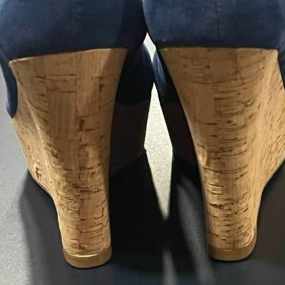 Boston Proper Faux Suede Platform Cork-Style Wedges - size 8.5 - Picture 12 of 16